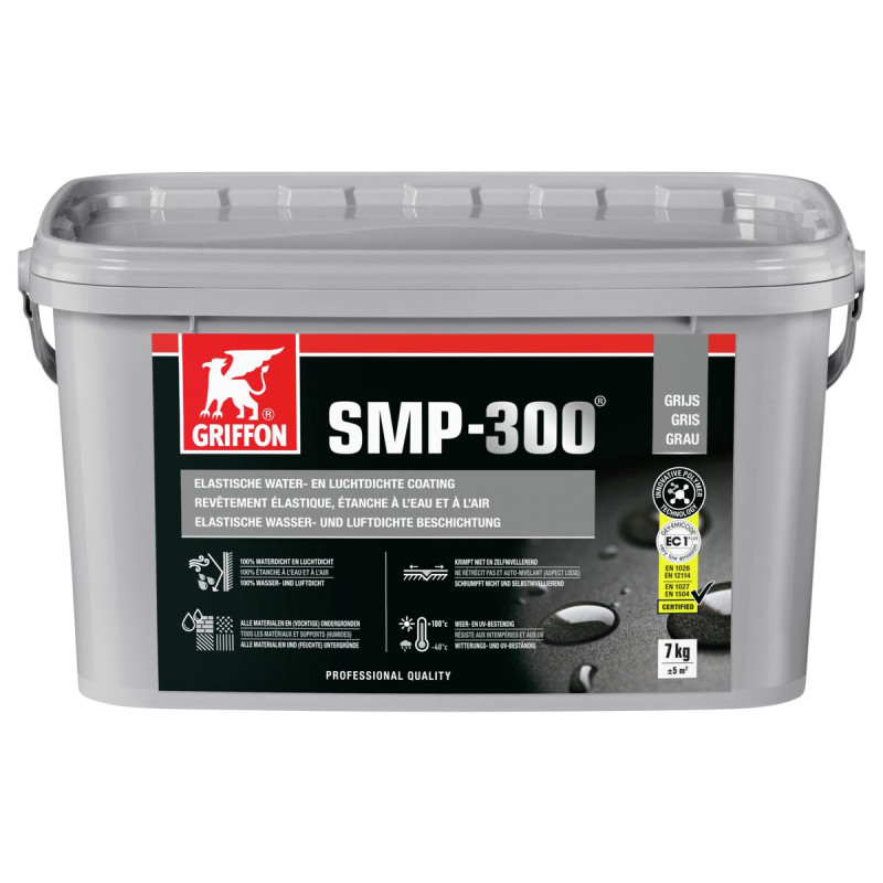 SMP-300 Gris Enduit élastique étanche à l'eau et à l'air Seau 7 kg