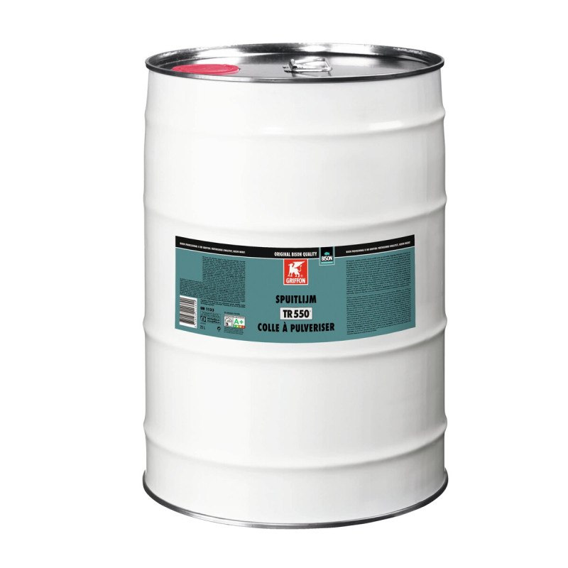 TR 550 colle à pulvériser, base néoprène. sans odeurs, transparente 200 L