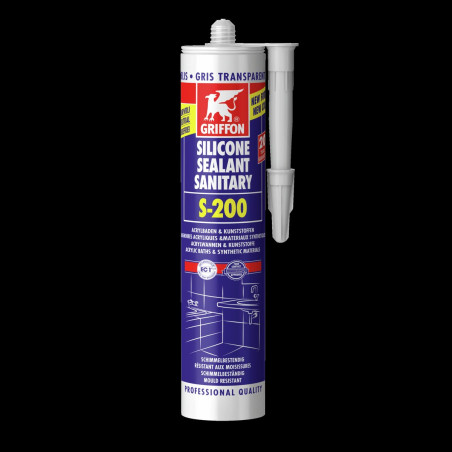 S-200 Mastic silicone sanitaire gris trans pour matières en acrylique cart 300 ML