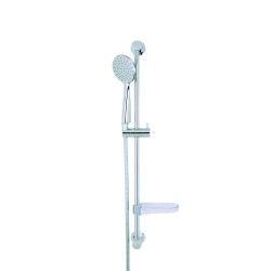 Ensemble de douche DOMAO 100, barre 70 cm Ø 18 mm, douchette 1 jet Ø 100 mm anticalcaire, flexible inox 1,50 m, chromé