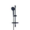 Ensemble de douche DOMAO 300 noir mat, barre 70 cm Ø 22 mm, douchette 3 jets Ø 120 mm, flexible PVC 1,75 m, tablette
