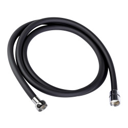 Flexible DOMAO Noir 1m75 PVC, embouts chromés, économie d'eau (limiteur débit)
