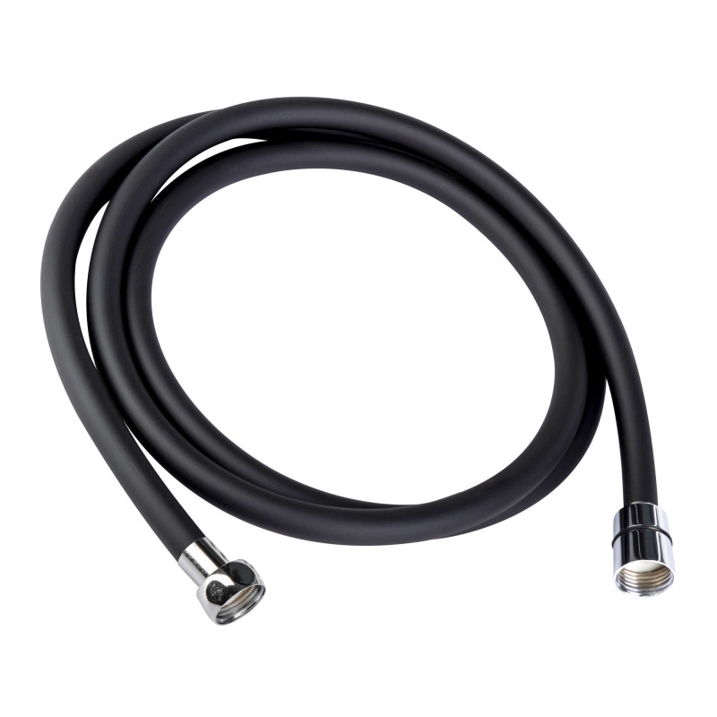 Flexible DOMAO Noir 1m75 PVC, embouts chromés, économie d'eau (limiteur débit)