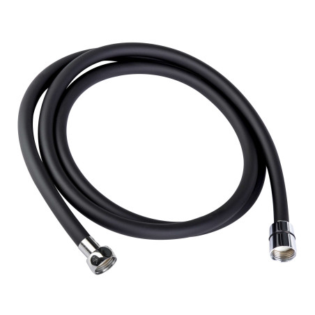 Flexible DOMAO Noir 1m75 PVC, embouts chromés, économie d'eau (limiteur débit)