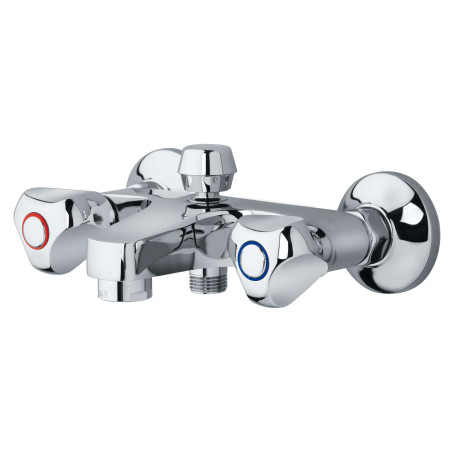 Mélangeur bain douche NF nu, inverseur automatique avec raccords muraux