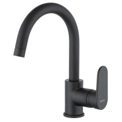 Mitigeur de lavabo bec haut NF C2, Noir Mat