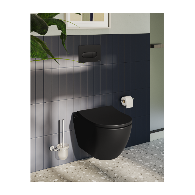 Cuvette WC suspendue DOMAO 300 sans bride, noir mat