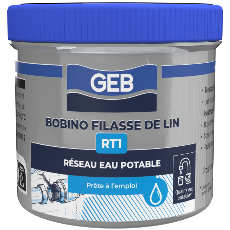 Filasse de lin RT1 pour l'étanchéité des réseaux sanitaires bobino 80g dévidoir