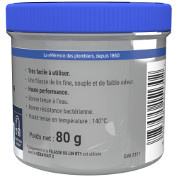Filasse de lin RT1 pour l'étanchéité des réseaux sanitaires bobino 80g dévidoir