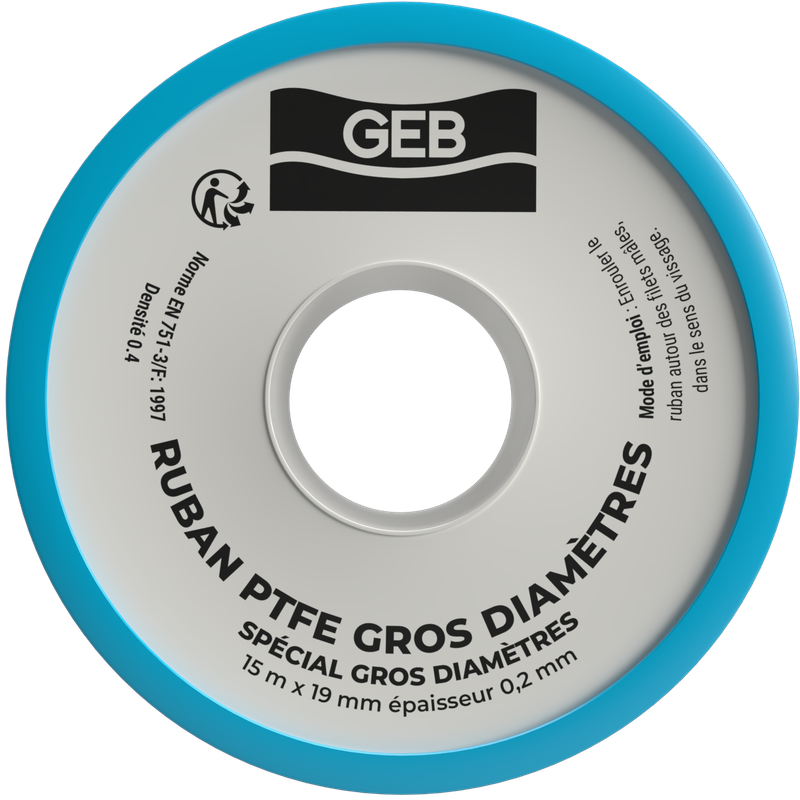 Ruban PTFE gros diamètres pour l'étanchéité des raccords filetés métalliques, réf. 815119