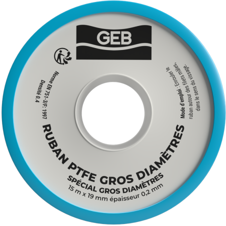 Ruban PTFE gros diamètres pour l'étanchéité des raccords filetés métalliques, réf. 815119