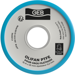 Ruban PTFE gros diamètres pour l'étanchéité des raccords filetés métalliques, réf. 815125