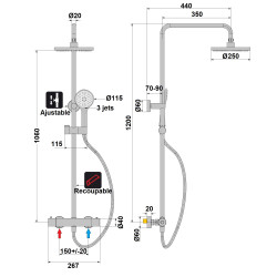 Colonne douche thermostatique économique ultima chromé