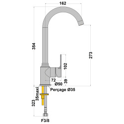 Mitigeur lavabo bec haut ULTIMA, réf. ULCR572C3
