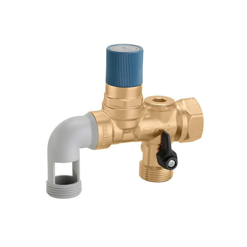 Groupe de sécurité inox laiton 1'' pour chauffe-eau jusqu'à 18 kW, agrée NF.