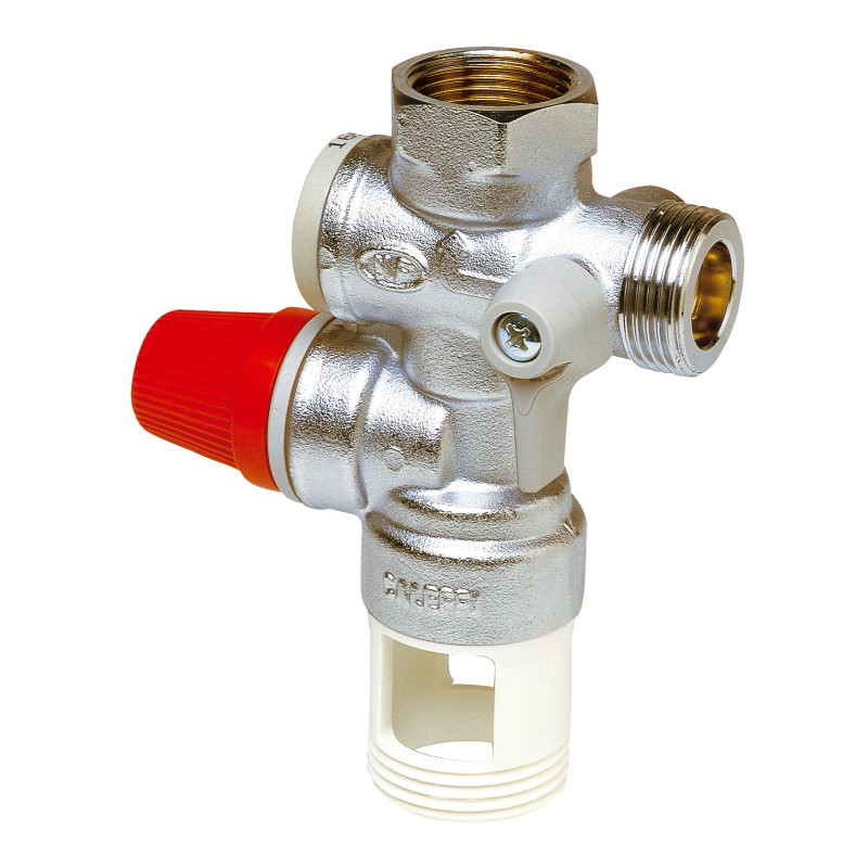 Groupe de sécurité vertical chromé 3/4'' pour chauffe-eau jusqu'à 10 kW, agrée N