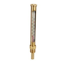 Thermomètre vertical droit L.160 plongeur 45 laiton plage 0/130° C