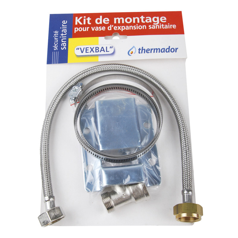 Kit pour vase expansion VEXBAL 5-12 L avec support mural, flexible, té 3/4" MMF.