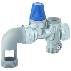 Groupe de sécurité coudé inox chromé 3/4'' pour chauffe-eau jusqu'à 10 kW, NF