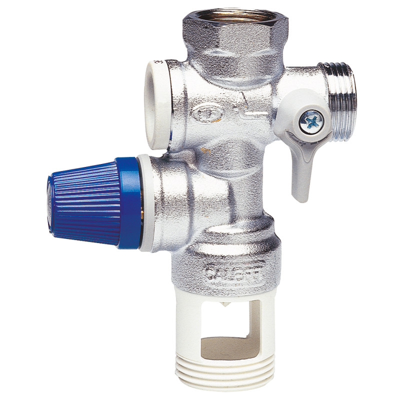 Groupe de sécurité vertical inox Ch 3/4'' pour chauffe-eau jusqu'à 10 kW, agrée