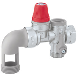 Groupe de sécurité coudé chromé 3/4'' pour chauffe-eau jusqu'à 10 kW, agrée NF.