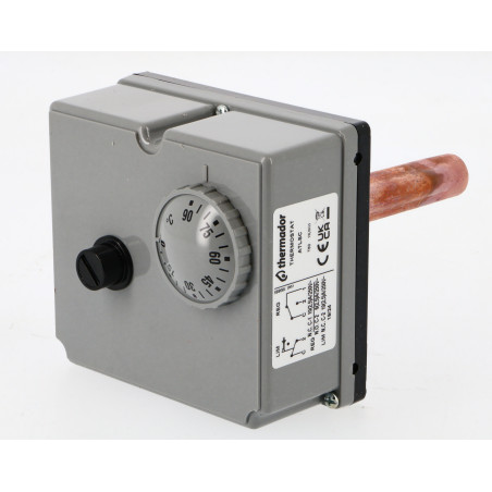 Aquastat à plongeur Réglage et Sécuritéréglable 0à90° Limiteur 90à110° plgr 100