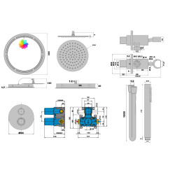 Ensemble de douche cromo techno avec interrupteur