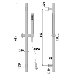 Combine sur barre kubrix 1 jet chromé