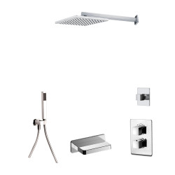 Formule bain-douche thermostatique encastrée - bras mural et pomme de tête DAX - réf. 95900TH