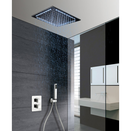Ensemble douche rain light quadro chromo version interrupteu