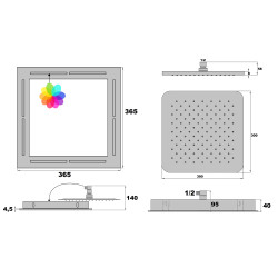 Rain light square version chromotherapie interrupteur