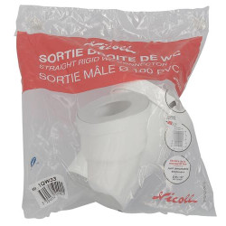 Pipe sortie droite de WC, en PVC blanc, Ø 100, Ø DM mini 85, Ø DM maxi 107