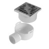 Siphonnette sortie verticale avec grille inox carrée et adaptateur