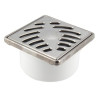 Siphonnette sortie verticale avec grille inox carrée 10x10 mm, cadre inox