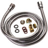 Flexible de douche 1,50 m pour mitigeur extractible, laiton chromé double agrafage, 5 embouts inclus