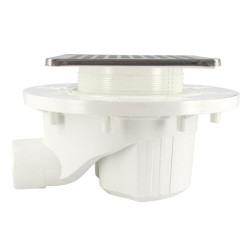 Siphon DOCIA® pour sols carrelés, avec grille, sortie horizontale, avec grille inox design carré - HNC