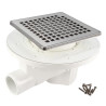 Siphon DOCIA® pour sols carrelés, avec grille, sortie horizontale, avec grille inox design carré - HNC