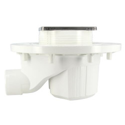 Siphon DOCIA® pour sols carrelés, avec grille, sortie horizontale, avec grille inox design carré - HNC