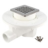 Siphon DOCIA® pour sols carrelés, avec grille, sortie horizontale, avec grille inox design carré - HNC