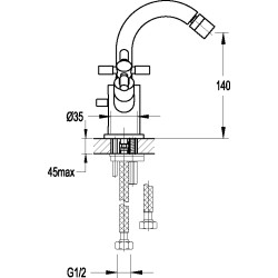 Mélangeur monotrou bidet TUBOS avec tirette