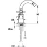 Mélangeur monotrou bidet TUBOS avec tirette