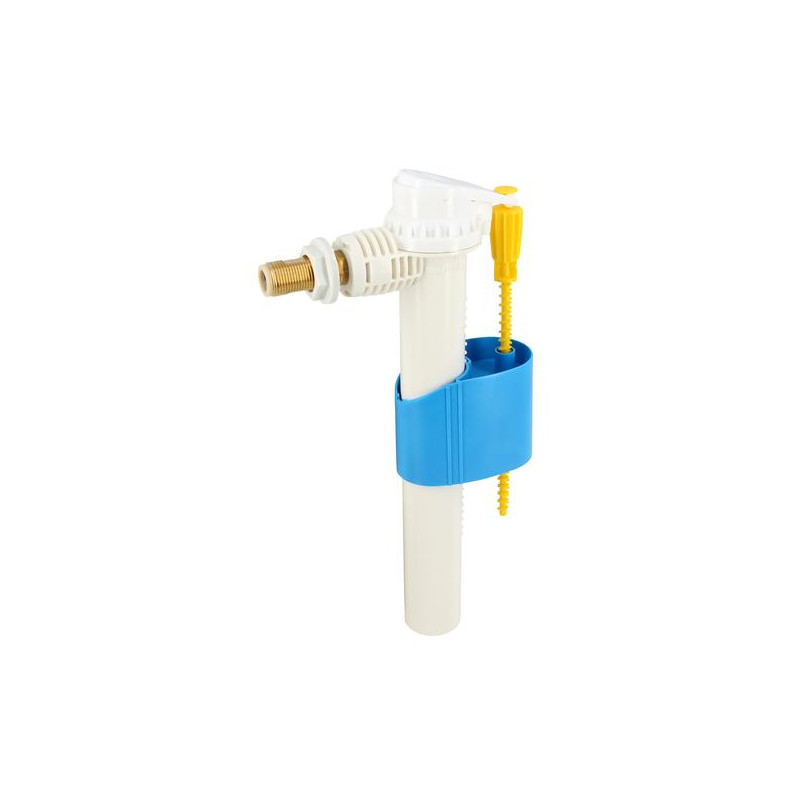 Robinet flotteur silencieux, alimentation latérale G 3/8'', mamelon laiton, niveau d'eau réglable, confort acoustique