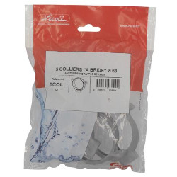 5 collier à bride en polypropylène gris, Ø 63, embase avec insert au pas de 7x15
