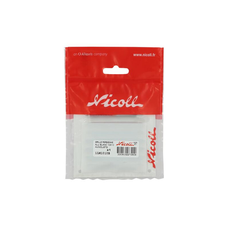 Grille d'aération carrée en aluminium laqué blanc pour persienne