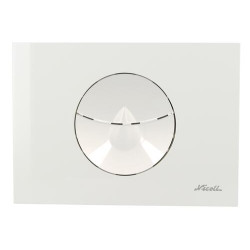 Plaque de commande GOUTTE, double volume, blanc, épaisseur de cloison 16 à 75 mm