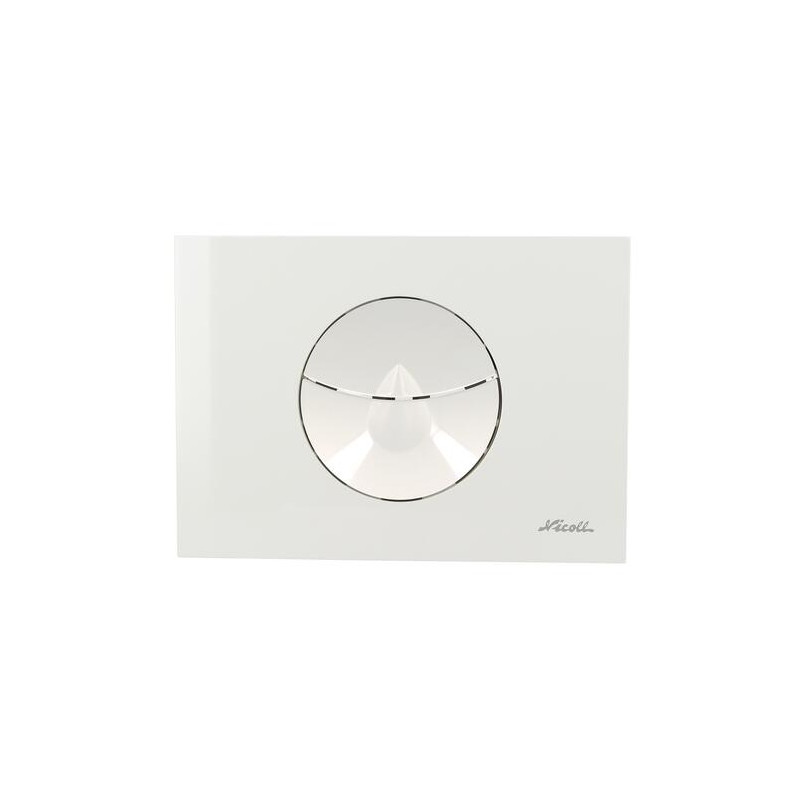 Plaque de commande GOUTTE, double volume, blanc, épaisseur de cloison 16 à 75 mm