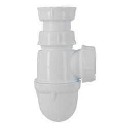 Siphon pour évier, en plastique blanc, sortie Ø 40 mm