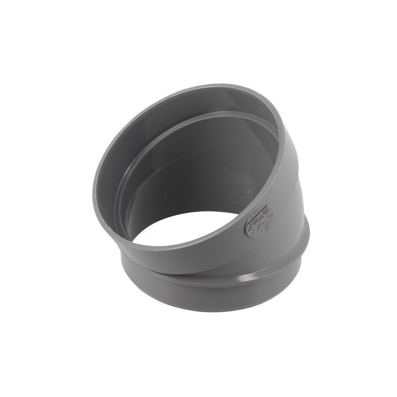 Secteur de coude 15°, mâle-femelle, à coller, gris, en PVC Ø 100 mm