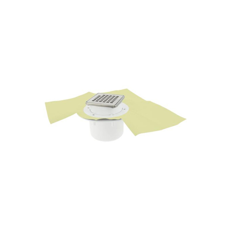 Siphon pour carré s/vert.cadre+gr. inox + natte