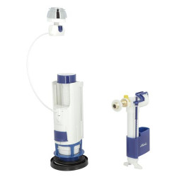 Mécanisme double volume avec robinet flotteur, système à câble, culot G 3/8"